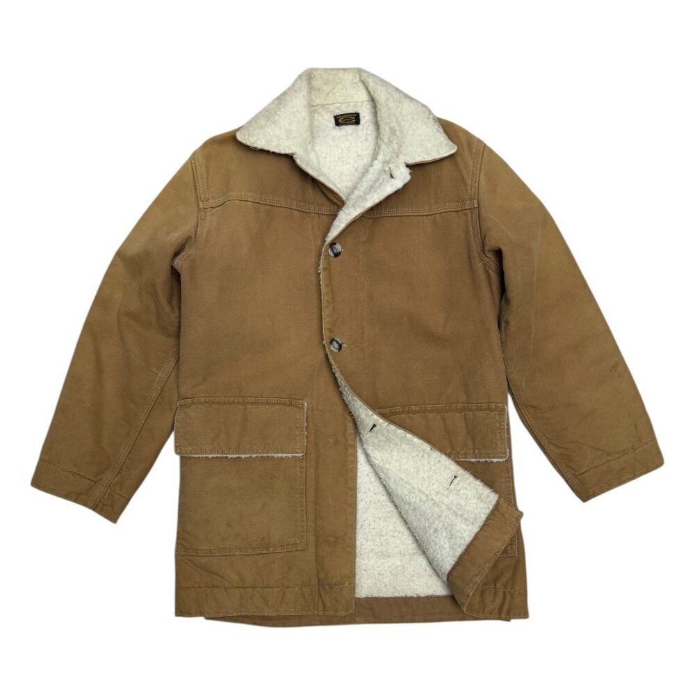 RARE 1960s CARHARTT Vintage Snagproof Sherpa Fleece Duck Canvas Chore Coat XS